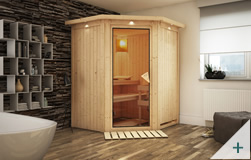 Sauna finlandese classica Ombretta coibentata con porta in vetro TRASPARENTE con cornice LED