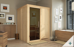 Sauna finlandese classica Rina coibentata con porta in vetro GRAFITE senza cornice LED