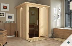 Sauna finlandese classica Rina coibentata con porta in vetro GRAFITE con cornice LED