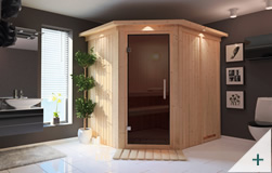Sauna finlandese classica Serena coibentata con porta in vetro GRAFITE con cornice LED