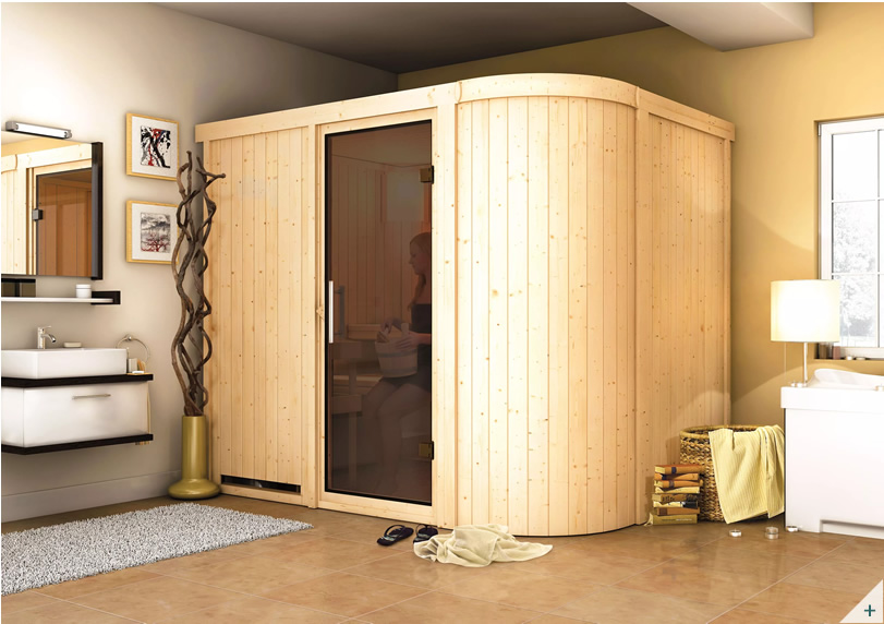 Sauna finlandese classica Tania 4 coibentata con porta coibentata in legno e vetro - COVER 