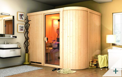 Sauna finlandese classica Tania 4 coibentata con porta in vetro BRONZATO senza cornice LED