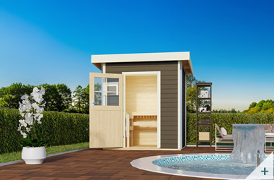 Sauna finlandese da esterno Ivana in tinta grigio - Porta classica