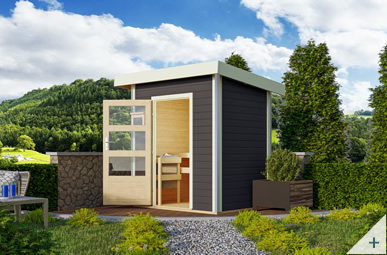 Sauna finlandese da esterno Ivana in tinta grigio - Porta moderna
