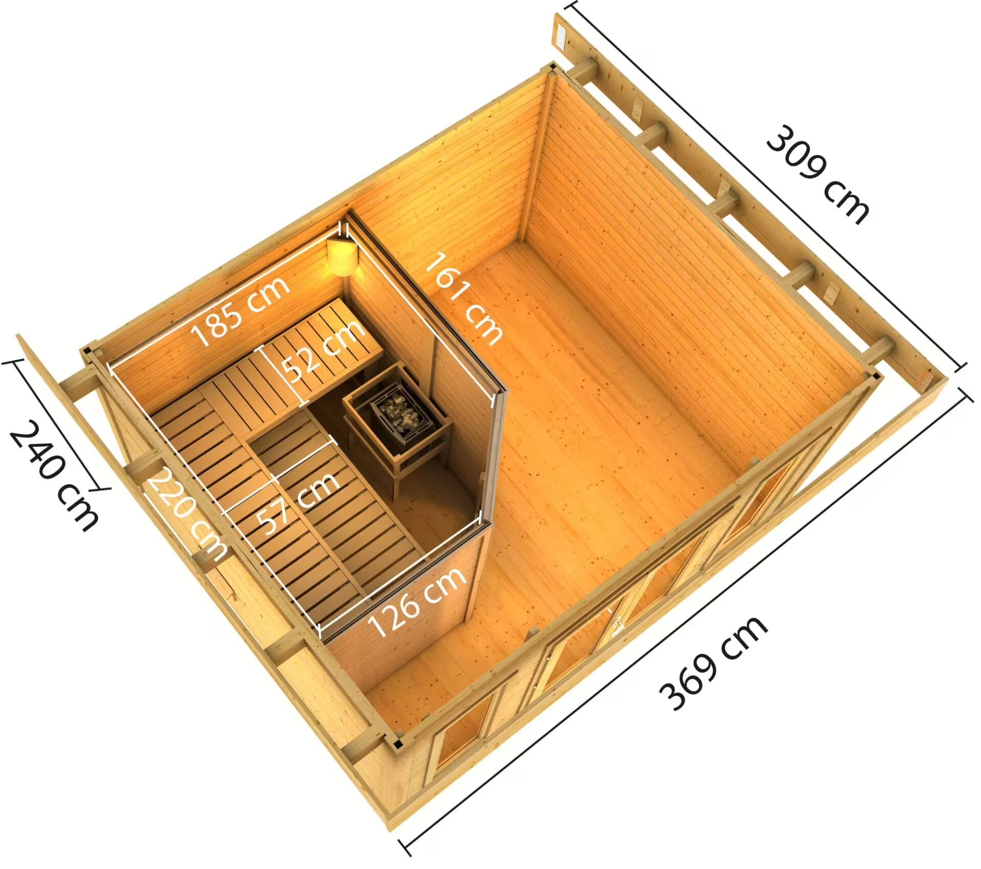 Sauna finlandese da esterno CasaSauna Small - Misure