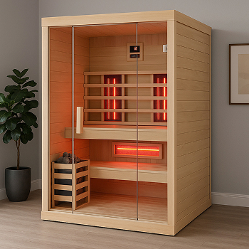 Sauna multifunzione Combi finlandese e infrarossi Bea 180 - Incluso nel kit sauna - Struttura in legno