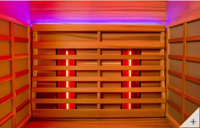 Sauna infrarossi Patty - Foto degli interni: riscaldatori in ceramica schiena