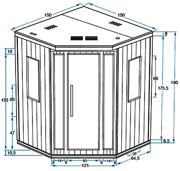Sauna infrarossi Rossana - Prospetto tecnico Sauna infrarossi Rossana - Prospetto tecnico