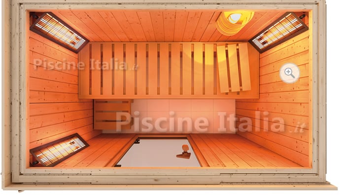 Sauna Variado Combo-Bio + infrarossi – disposizione lampade IR vista dall’alto