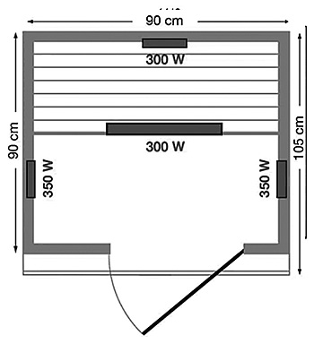 Sauna con lampade infrarossi - Prospetto tecnico