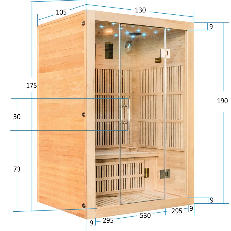 Sauna con lampade infrarossi - Prospetto tecnico