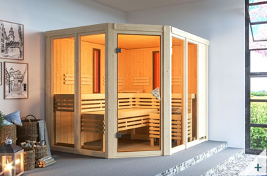 Sauna domestica combinata finlandese e infrarossi da interno senza cornice LED, pareti coibentate 68 mm
