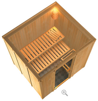 Sauna finlandese classica Dina coibentata - sezione vista dall'alto