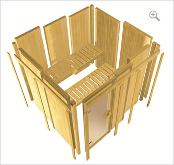 Kit sauna Ava 1 68 mm: struttura in legno con pannelli prefabbricati