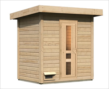 Kit sauna da giardino: struttura prefabbricata in legno di abete, pareti 38 mm, tetto massello, ferramenta inclusa