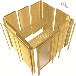 Montaggio facile e veloce con pannelli prefabbricati – sauna Ava 1 68 mm