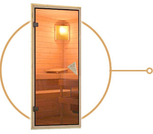 Porta classica in vetro bronzato spessore 8 mm – sauna Ava 1