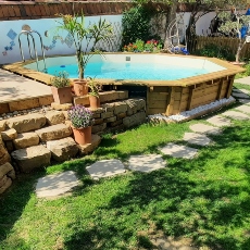 Piscina in legno fuori terra JARDIN 537 - kit interrata - liner sabbia