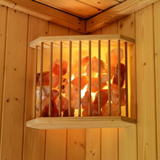 Lampada in legno con cristalli di sale