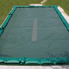 Copertura invernale a fascia filtrante centrale con fascette + tubolari per piscina rettangolare - 210 g/mq