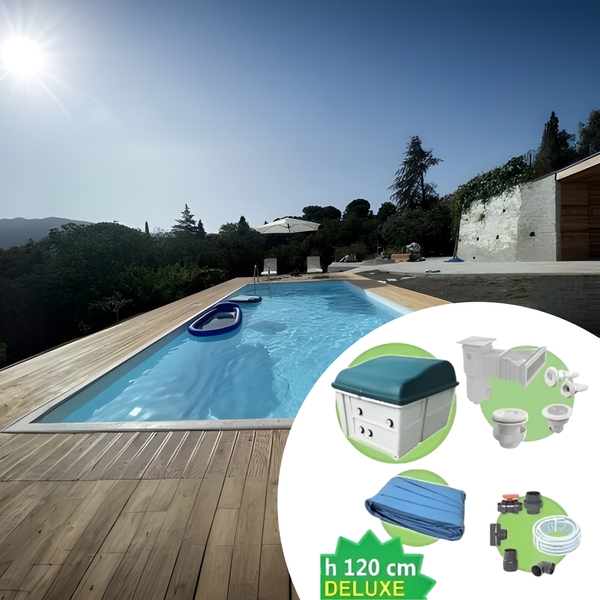 Piscina in cemento armato 6x3 m - h. 1,2 m DELUXE + Liner