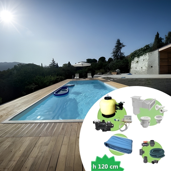 Piscina interrata in cemento armato 6x3 m - h. 1,2 m + Liner
