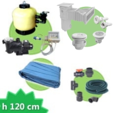 Kit impianto piscina rettangolare 11,00x5,00 m - h. 1,20 m + Liner