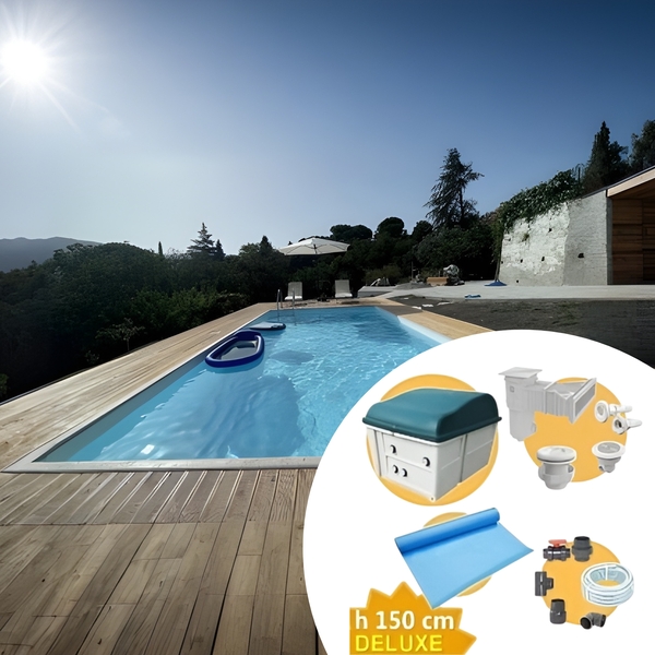 Piscina interrata in cemento armato 7x3 m - h. 1,5 m DELUXE + Membrana