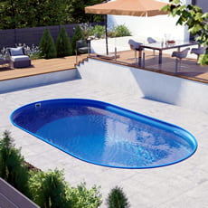 Piscina interrata in kit in acciaio ovale NEWSKYBLUE Comfort 800 - h. 150 cm - Liner azzurro