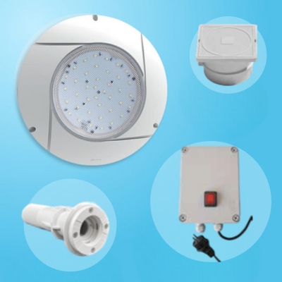 Kit proiettore LED bianco per piscine in cemento
