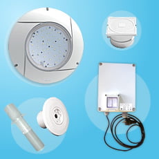 Kit 1 proiettore LED bianco con trasformatore da avvitare su bocchetta Kit 1 proiettore LED bianco con trasformatore da avvitare su bocchetta
