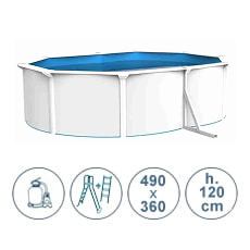 Piscina fuori terra in acciaio ACQUAMARINA bianca 490x360x120 cm