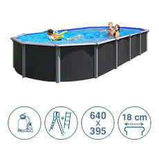 Piscina fuori terra in acciaio ABAK antracite Osmose 640x395x132 cm Piscina fuori terra in acciaio ABAK antracite Osmose 640x395x132 cm