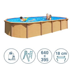Piscina fuori terra in acciaio ABAK effetto legno Osmose 640x395x132cm Piscina fuori terra in acciaio ABAK effetto legno Osmose 640x395x132cm