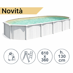 Piscina in acciaio fuori terra WHITE POOL SAND 610x360x130 cm