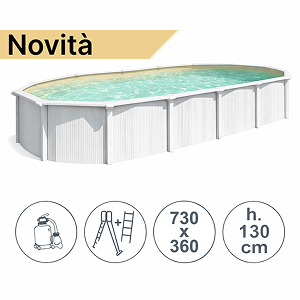 Piscina in acciaio fuori terra WHITE POOL SAND 730x360x130 cm