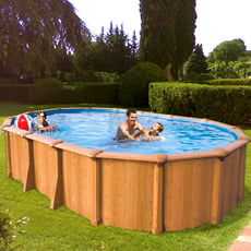 Piscina fuori terra in acciaio ABAK - effetto legno OSMOSE 725 Piscina fuori terra in acciaio ABAK - effetto legno OSMOSE 725