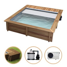 Piscina in legno fuori terra rettangolare da giardino URBAN 420x350
