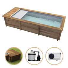 Piscina in legno fuori terra rettangolare da giardino URBAN 600x320