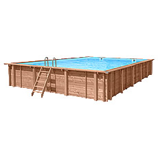 Piscina in legno fuori terra rettangolare JARDIN CARRE 10x6 sabbia Piscina in legno fuori terra rettangolare JARDIN CARRE 10x6 sabbia