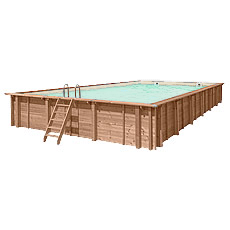 Piscina in legno fuori terra rettangolare JARDIN CARRE 12x6 sabbia