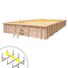 Piscina in legno rettangolare indipendente RIVA CARRE 10x6 sabbia