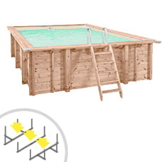 Piscina in legno rettangolare indipendente RIVA CARRE 6x4 sabbia