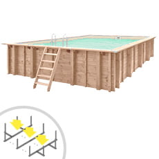 Piscina in legno rettangolare autoportante RIVA CARRE 8x5 sabbia