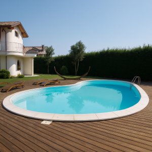 Piscina interrata kit pannelli acciaio forma libera 6x3,5x2,5