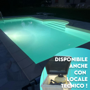 Kit piscina interrata in acciaio con scala 6x3 h150