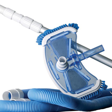 Kit pulitore pulizia fondo piscina con manico e tubo