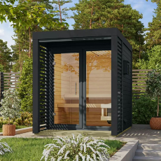 Sauna finlandese da giardino Paul PC Black in massello 38mm